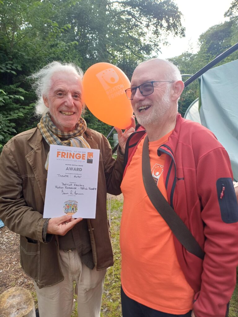 One of 2025's Actor winners in Theatre, Patrick Kealey with Fringe Chair Ian Bowns (credit: Stephanie Billen)